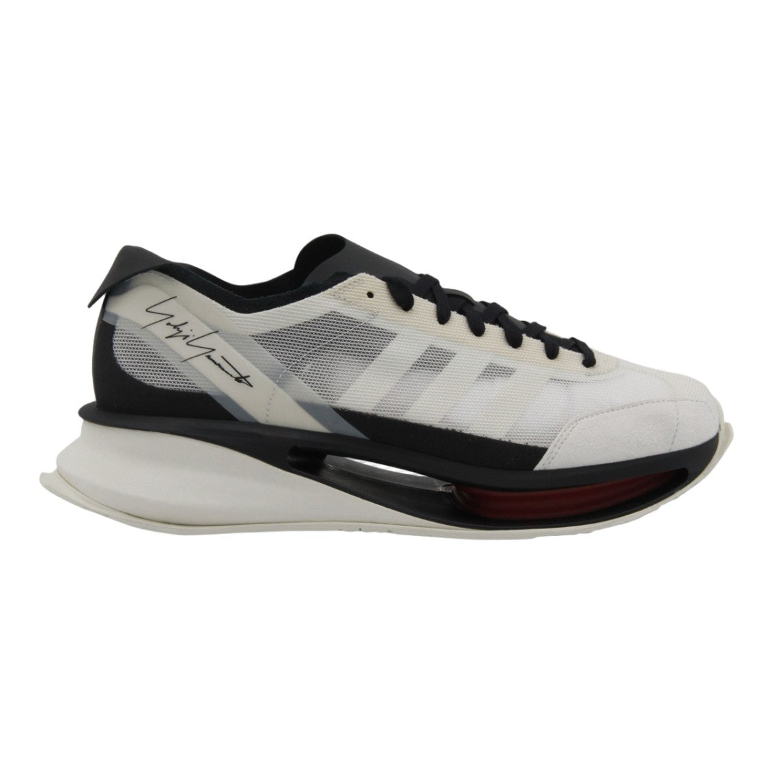 Y-3 Futuristic White Mesh Sneakers With Sculptural Sole
