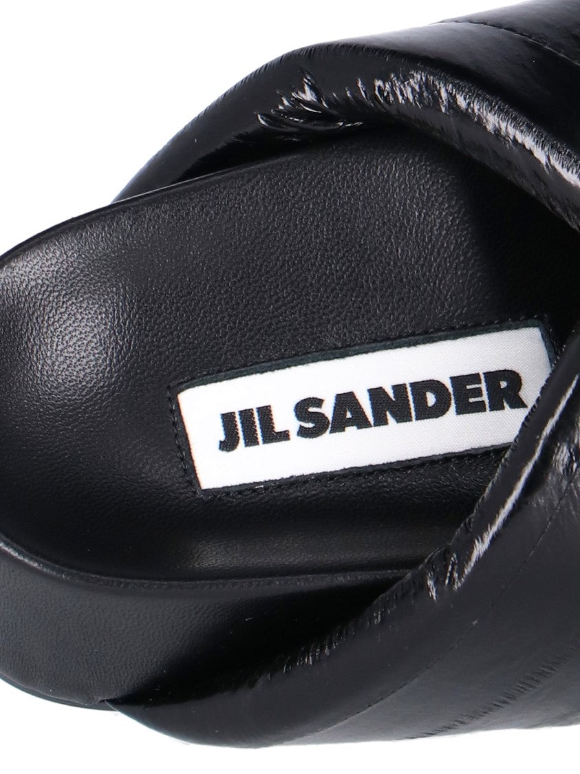 Jil Sander Crisscross Black Leather Sandals