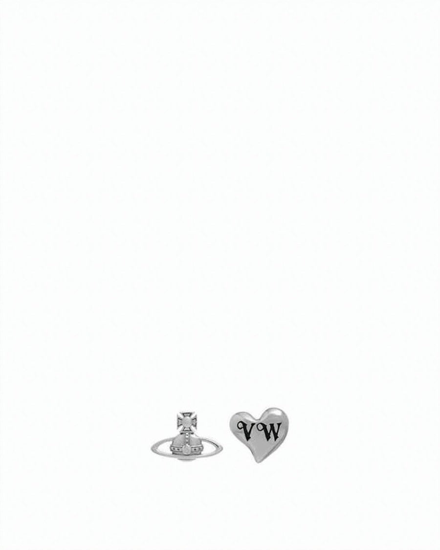 Vivienne Westwood Mismatched Platinum Black Patina Stud Earrings