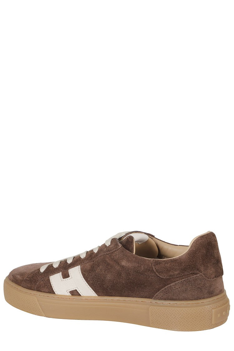 Hogan Brown Crosswind Suede Smooth Leather Rubber Sole Sneakers