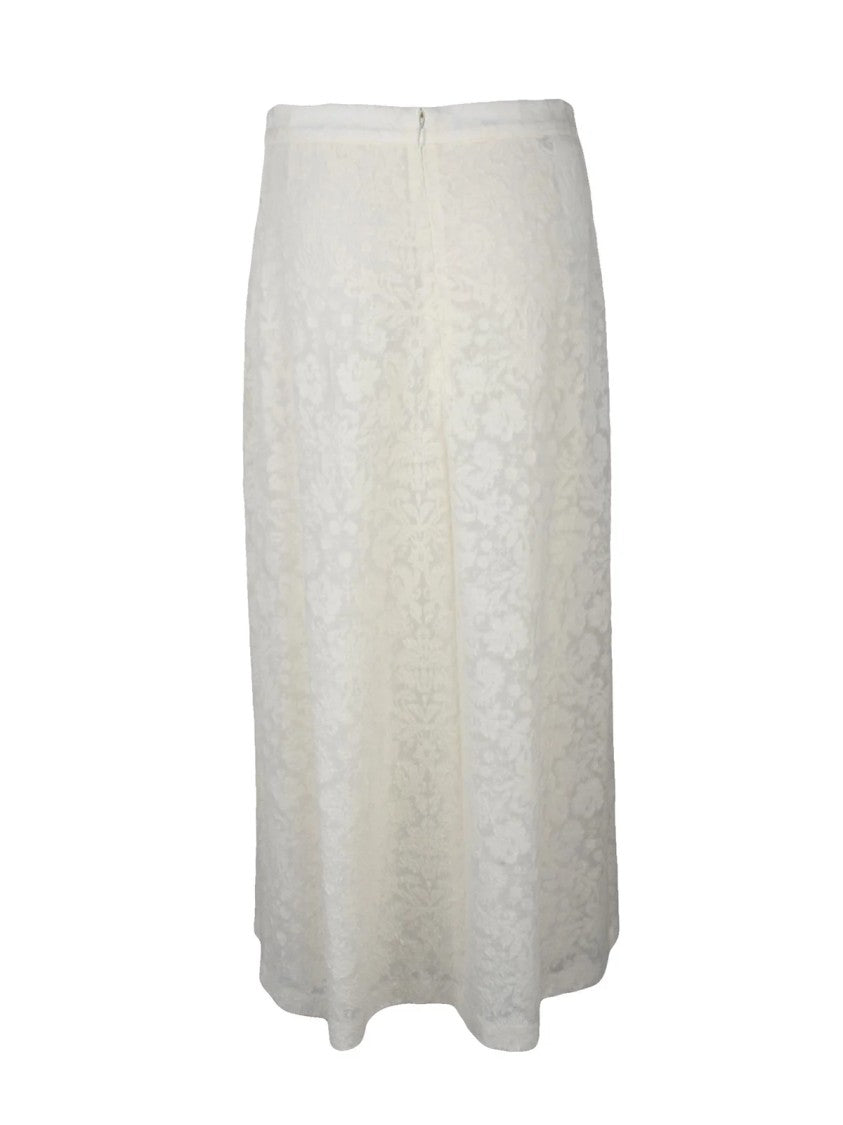 Philosophy Di Lorenzo Serafini White Floral Jacquard Wool-Blend Midi Skirt