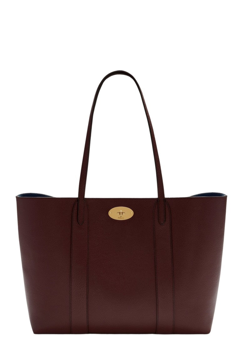 Mulberry Structured Burgundy Tote With Double Top Handles And Padlock Closure