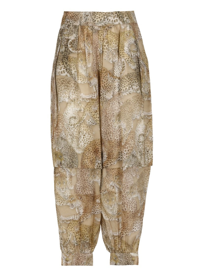 Zimmermann Beige Rebellion Animalier Silk Pants