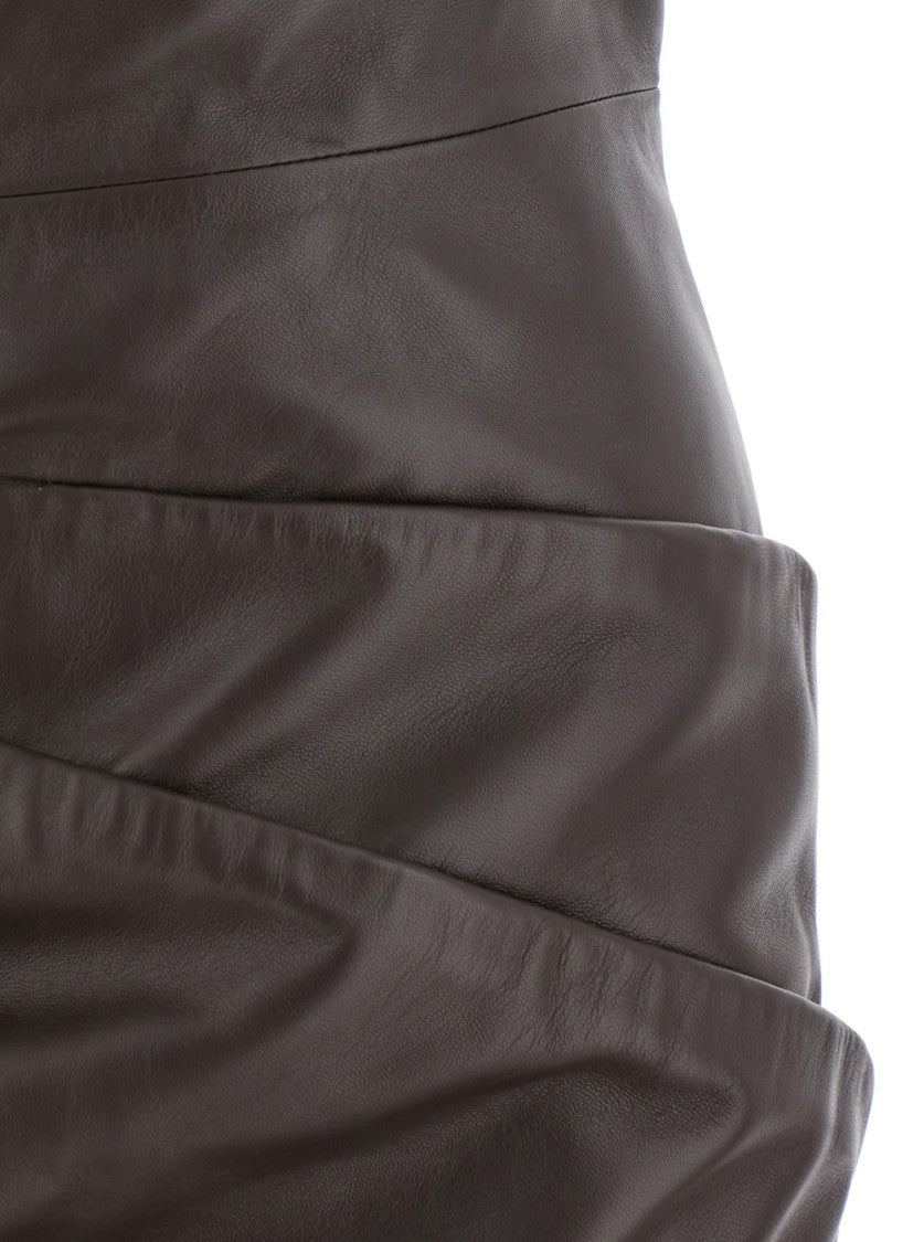 The Attico Brown Off-Shoulder Sleeveless Mini Dress