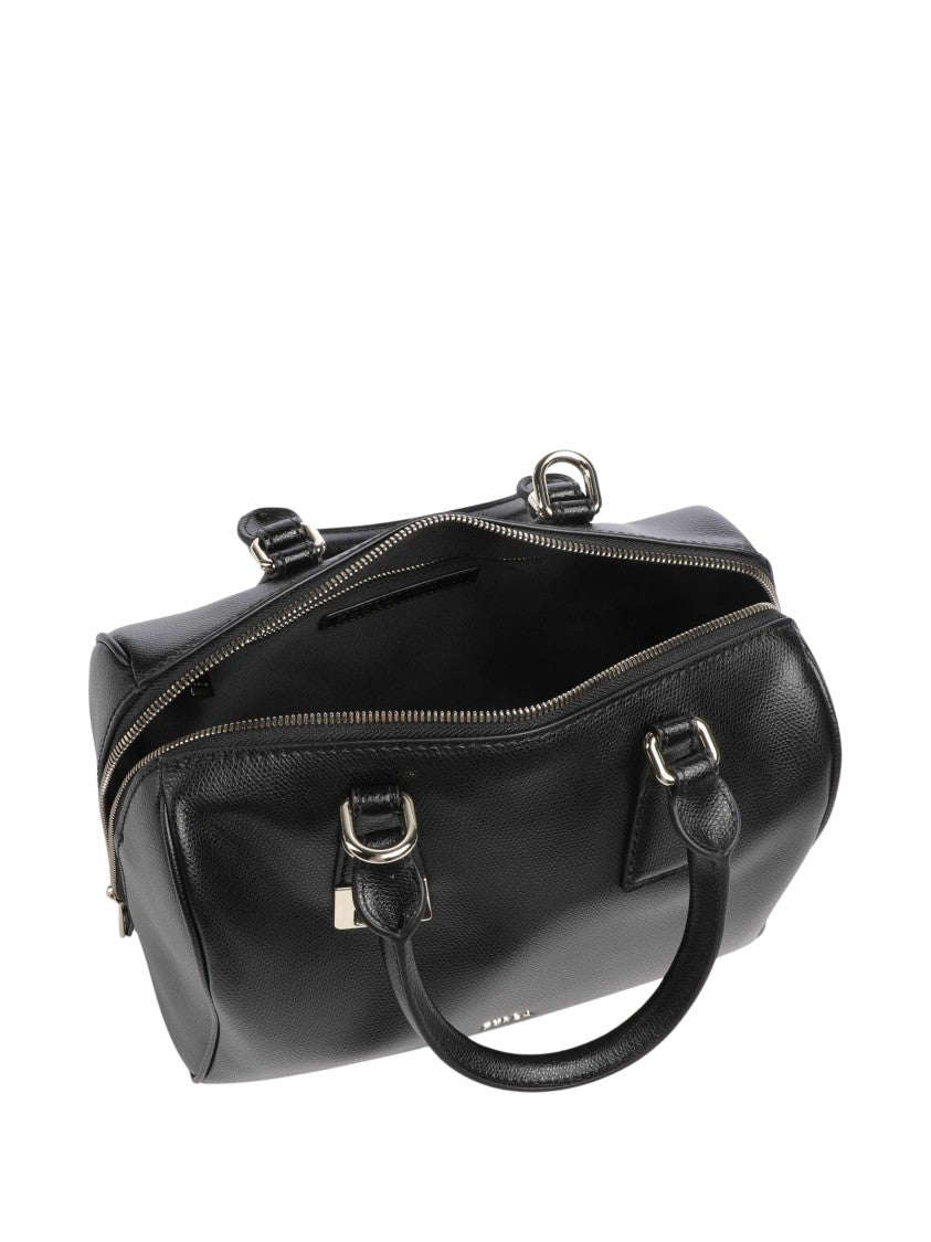 Furla Rectangular Black Shoulder Bag With Gold-Colored Fittings