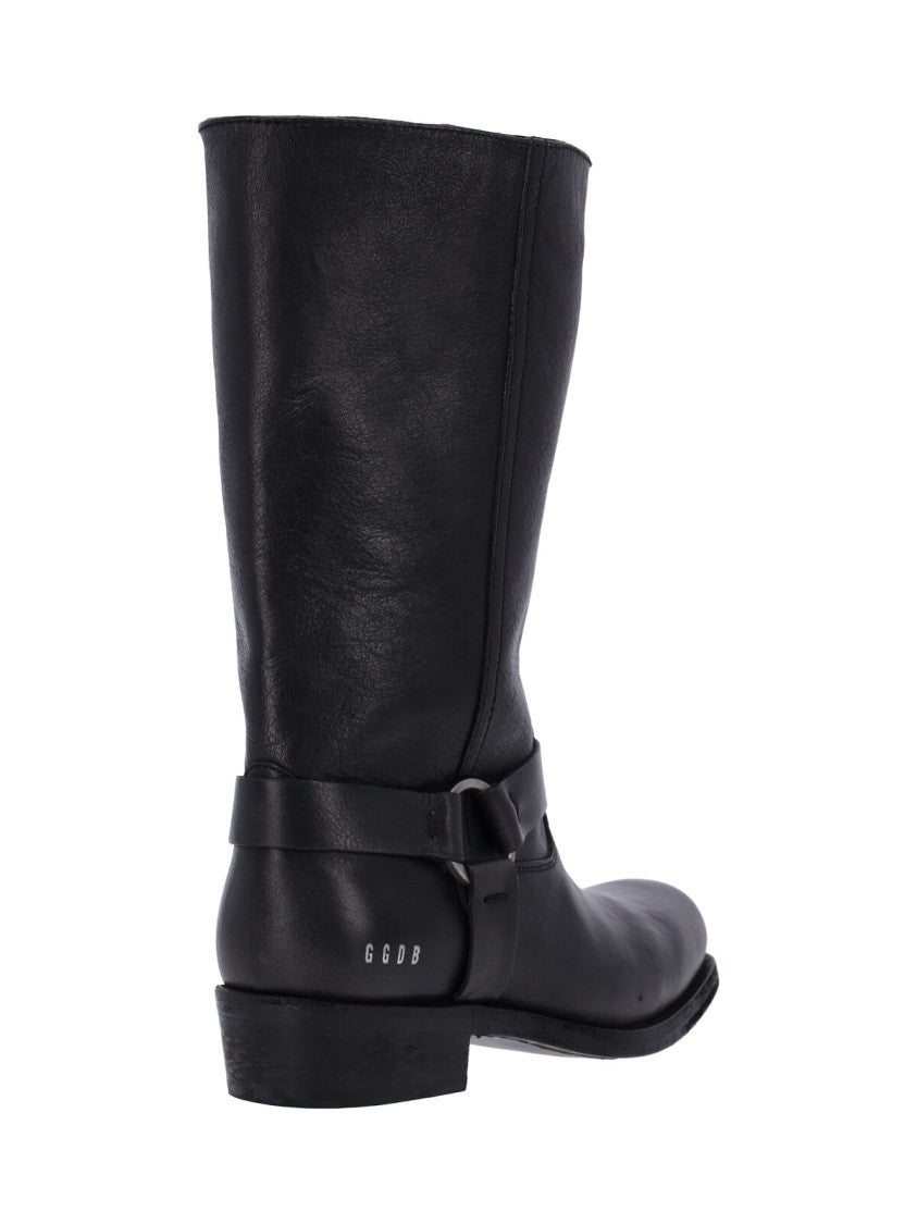 Golden Goose Black Leather Biker Boots