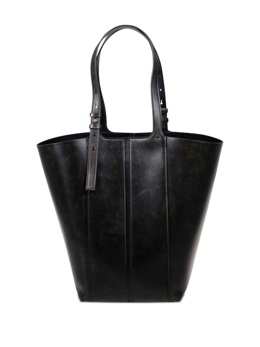 Golden Goose Structured Black Shopper Bag In /Calf Leather