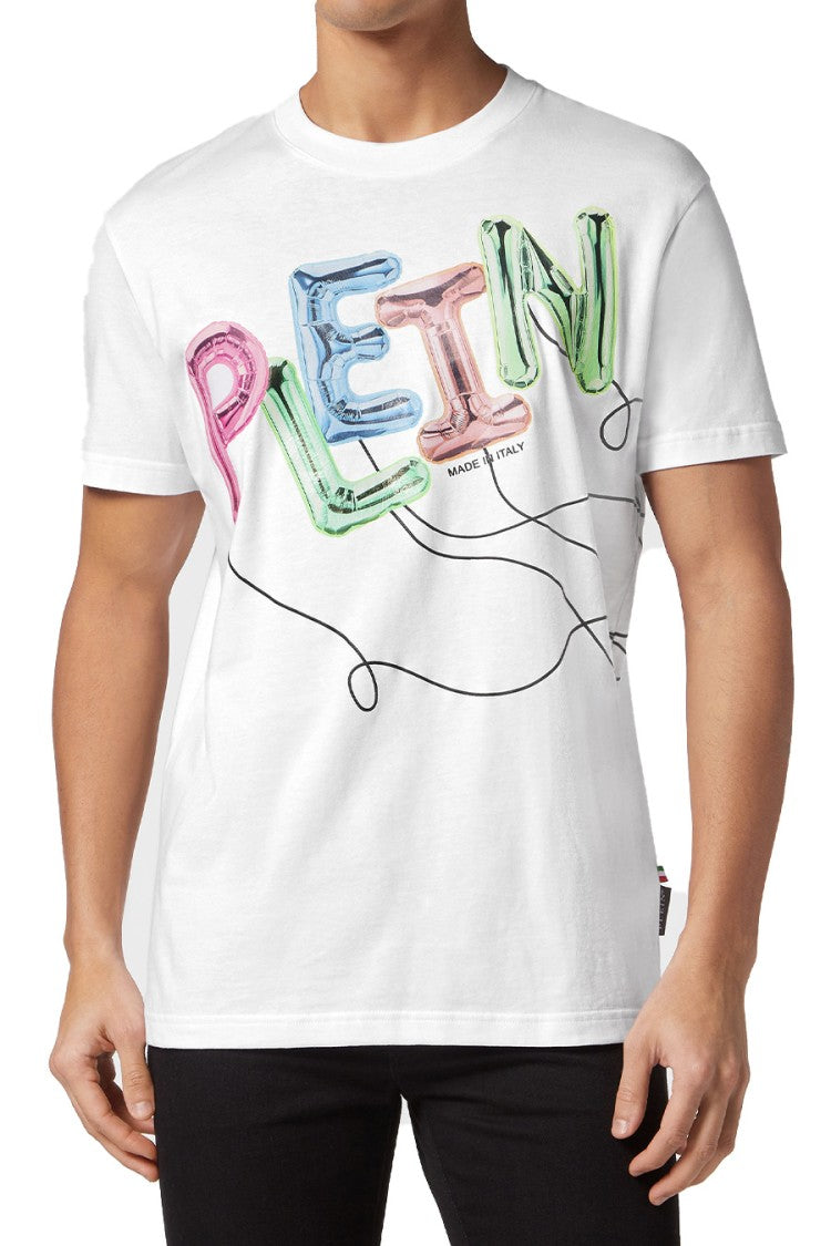 Philipp Plein White Logo Print Cotton T-Shirt