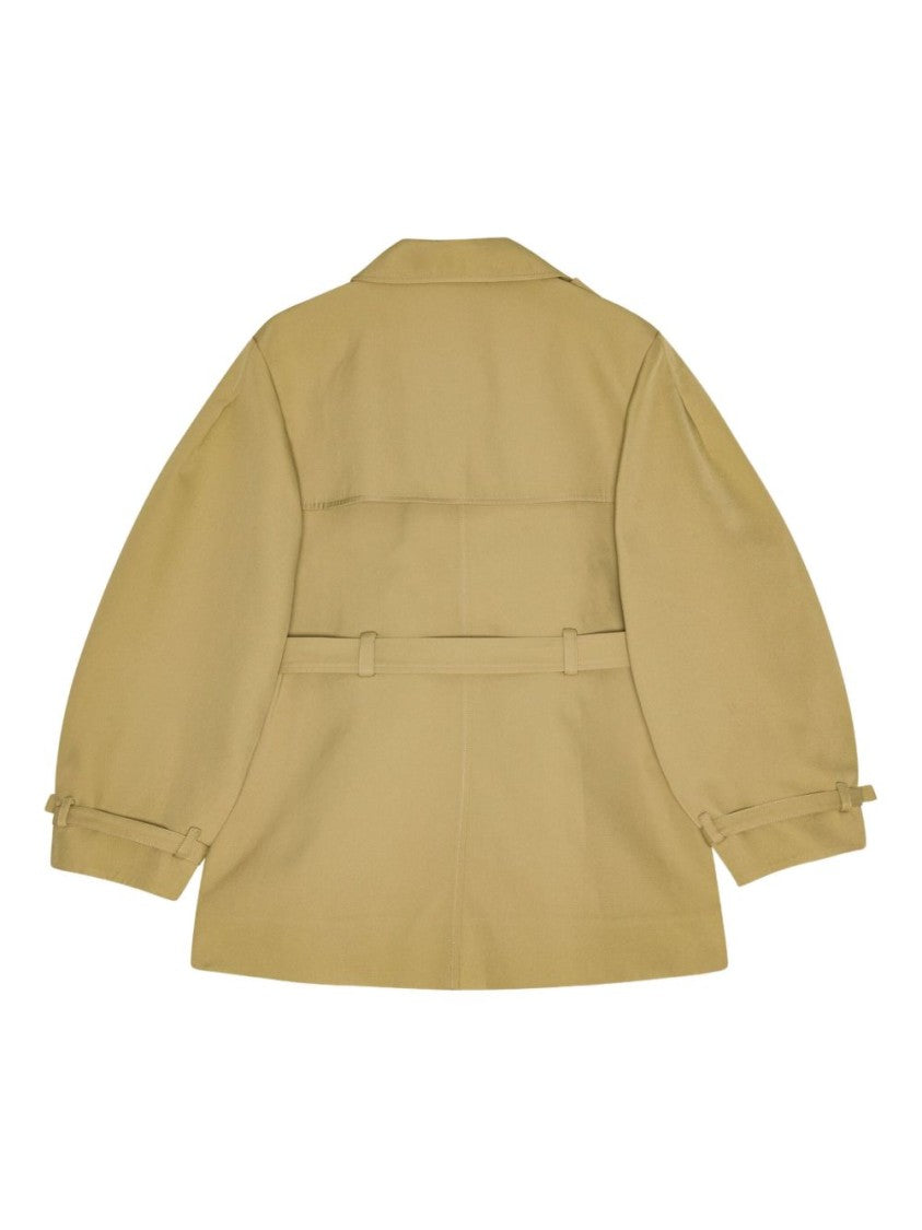 Ganni Belted Beige Short Trench Coat