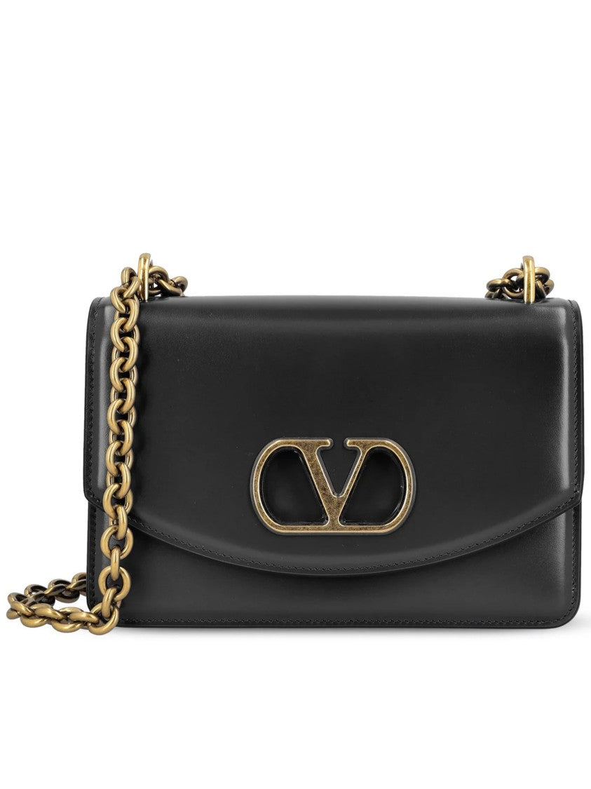 Valentino Vain Small Structured Metallic Logo Bag