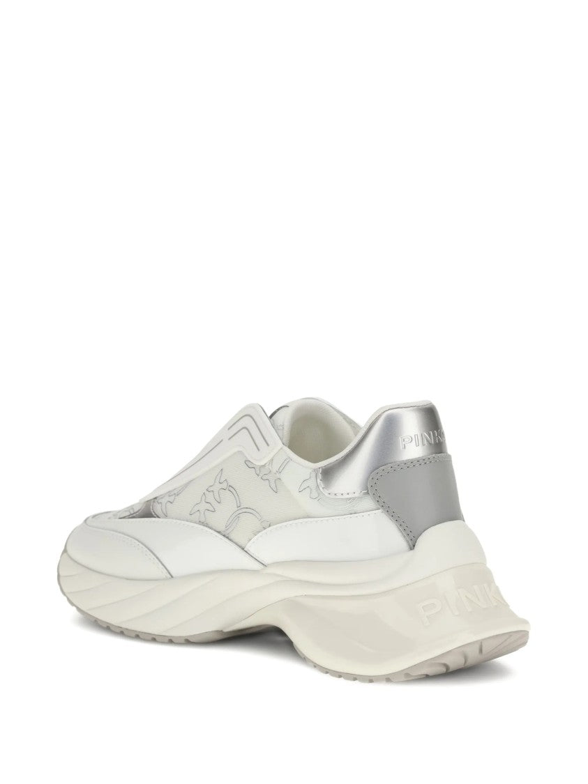 Pinko White Ariel 19 Mixed-Material Chunky Sneakers