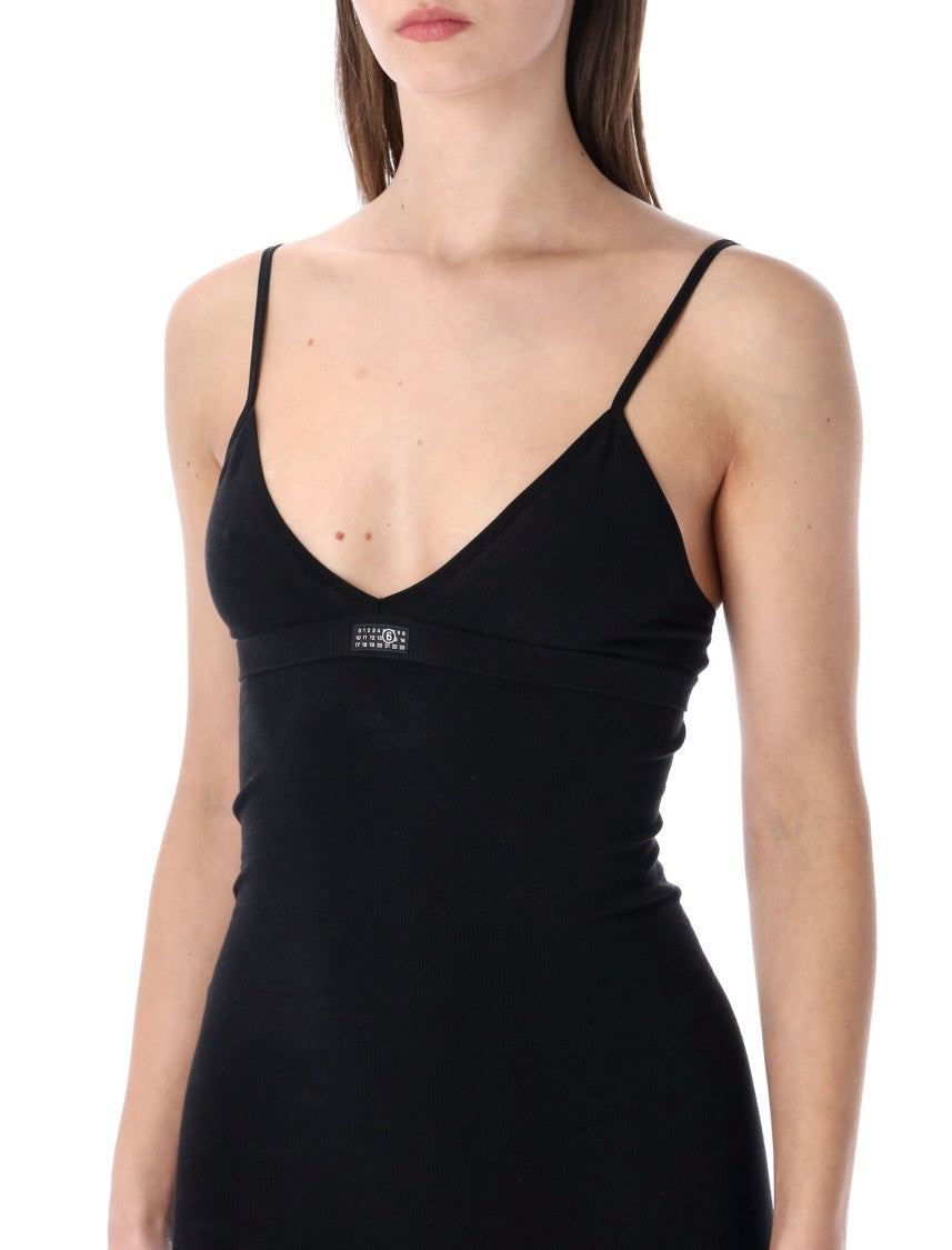 Mm6 By Maison Margiela Seamless Black Slip Dress With Adjustable Straps