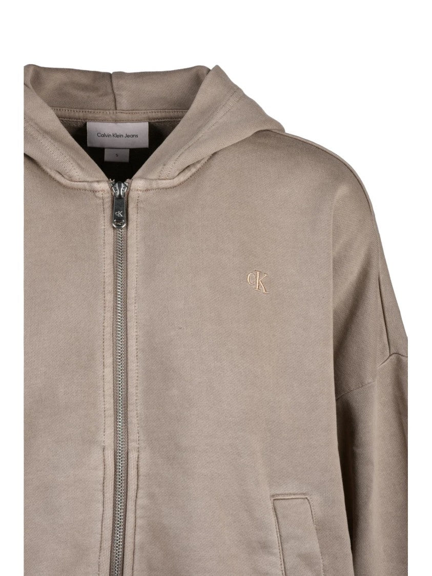 Calvin Klein Jeans Taupe Relaxed Cotton Hoodie