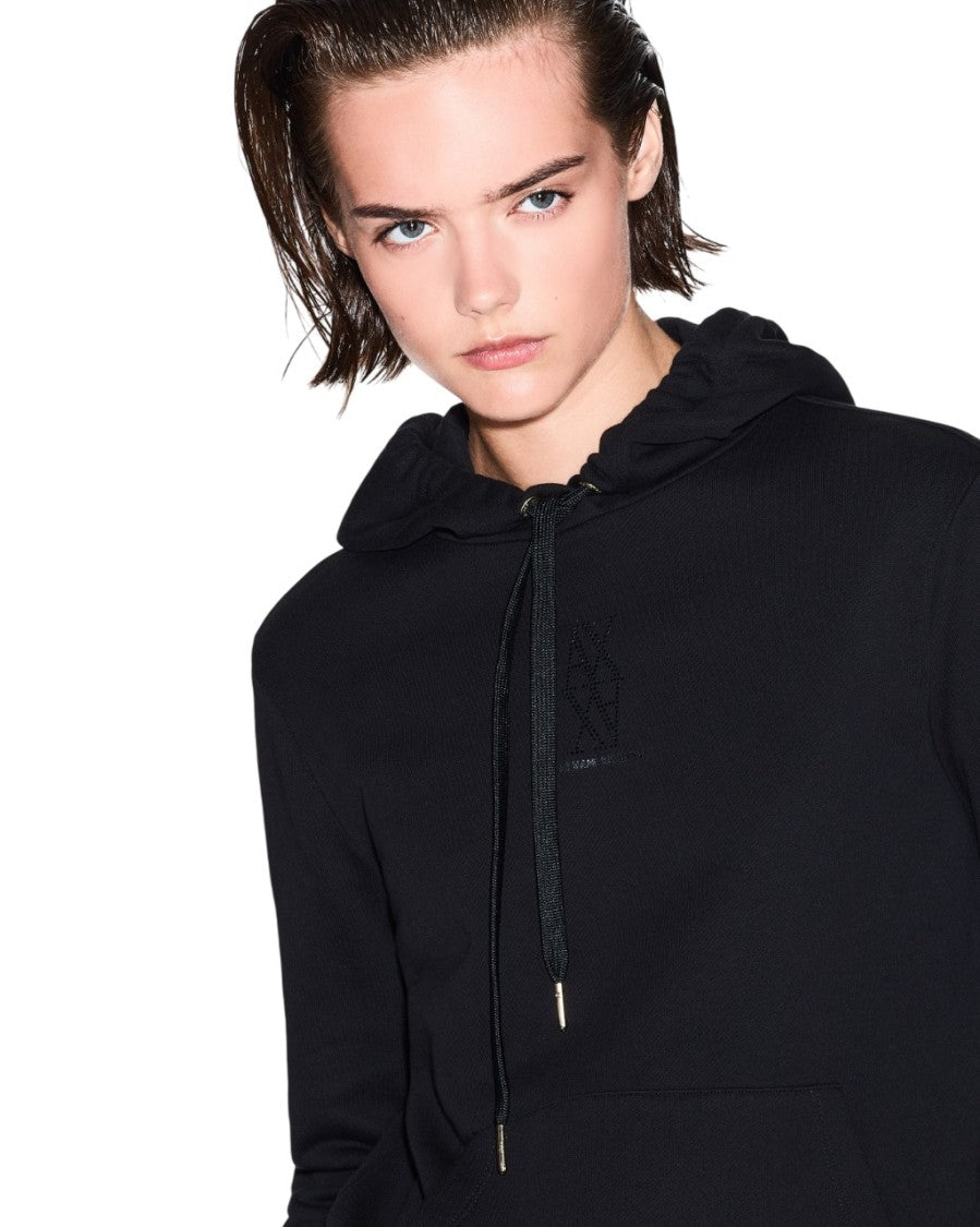 Armani Exchange Black Sweatshirt With Drawstring Hood