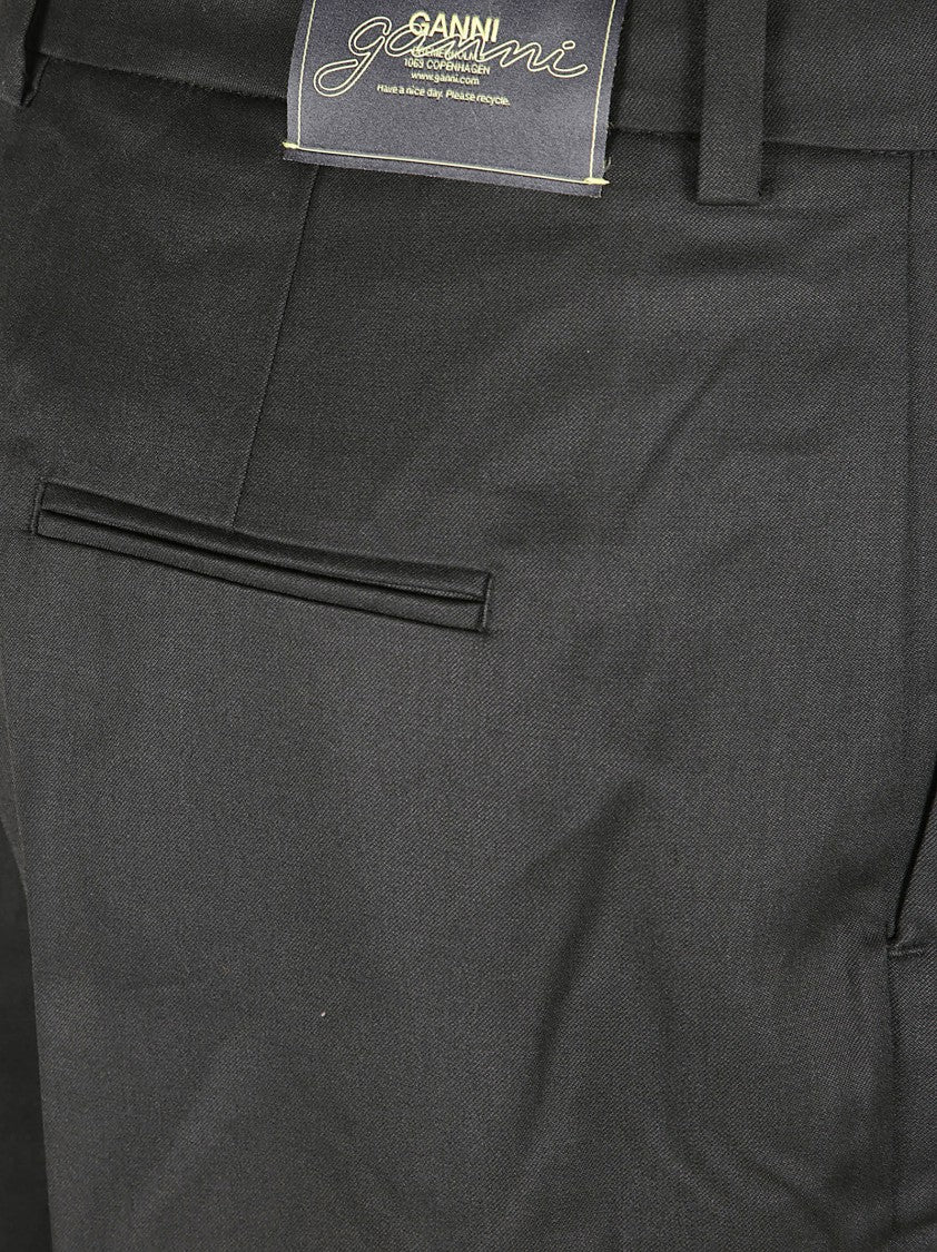 Ganni Mid-Waist Tailored Trousers With Cross-Over Front Detail