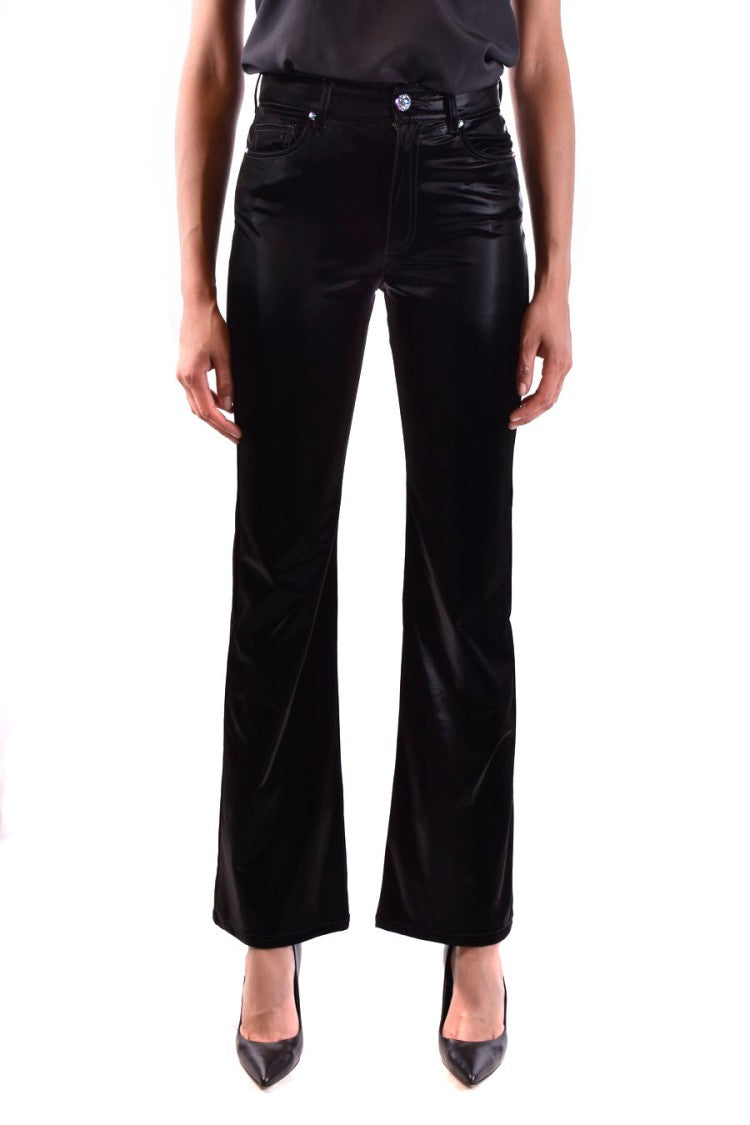 Paige Flared Black Pants With Smooth Finish
