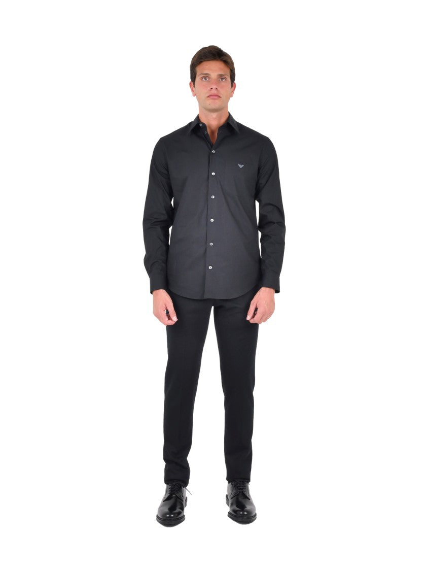 Emporio Armani Fitted Black Stretch Shirt