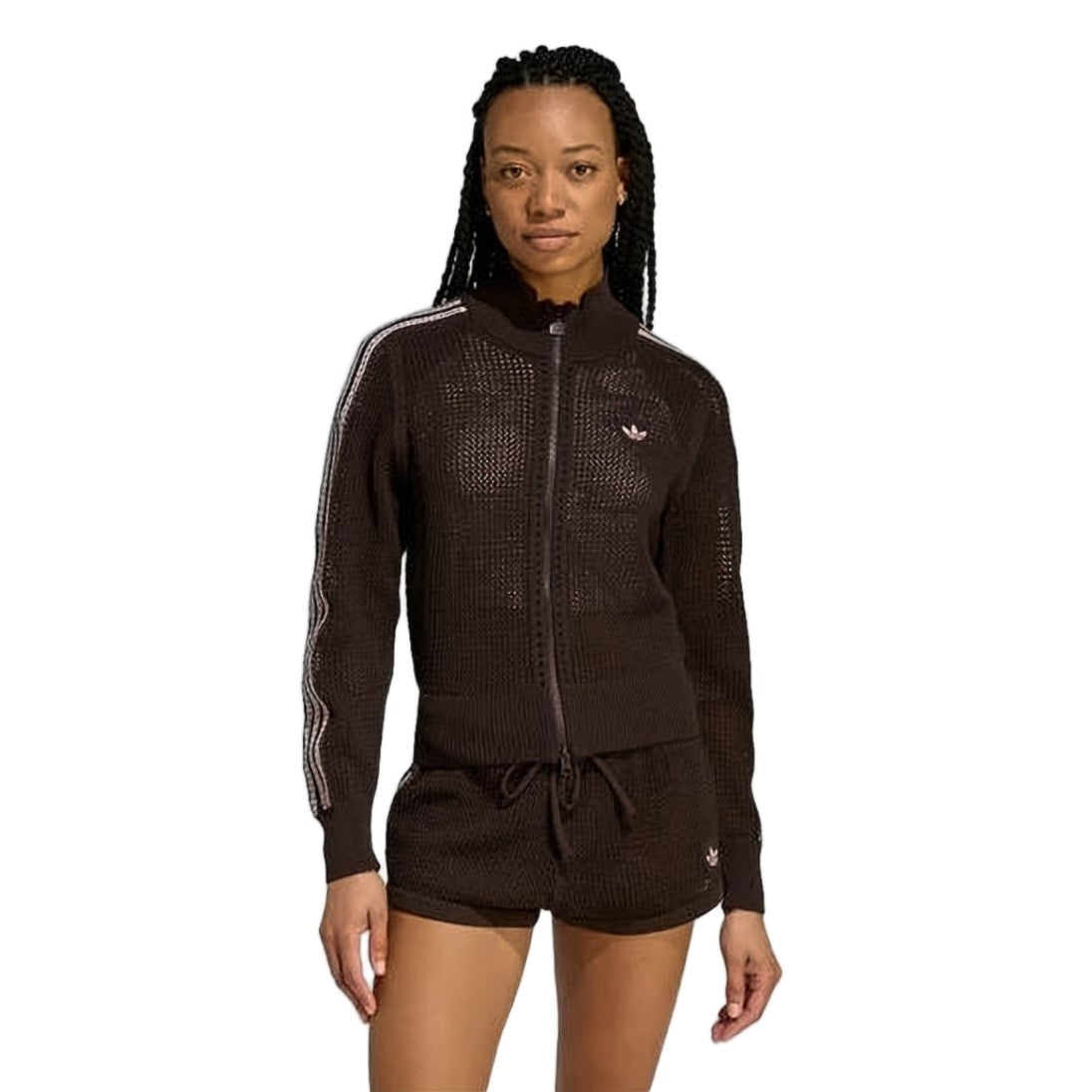 Adidas Open-Knit High Collar Jacket With Full Zipper