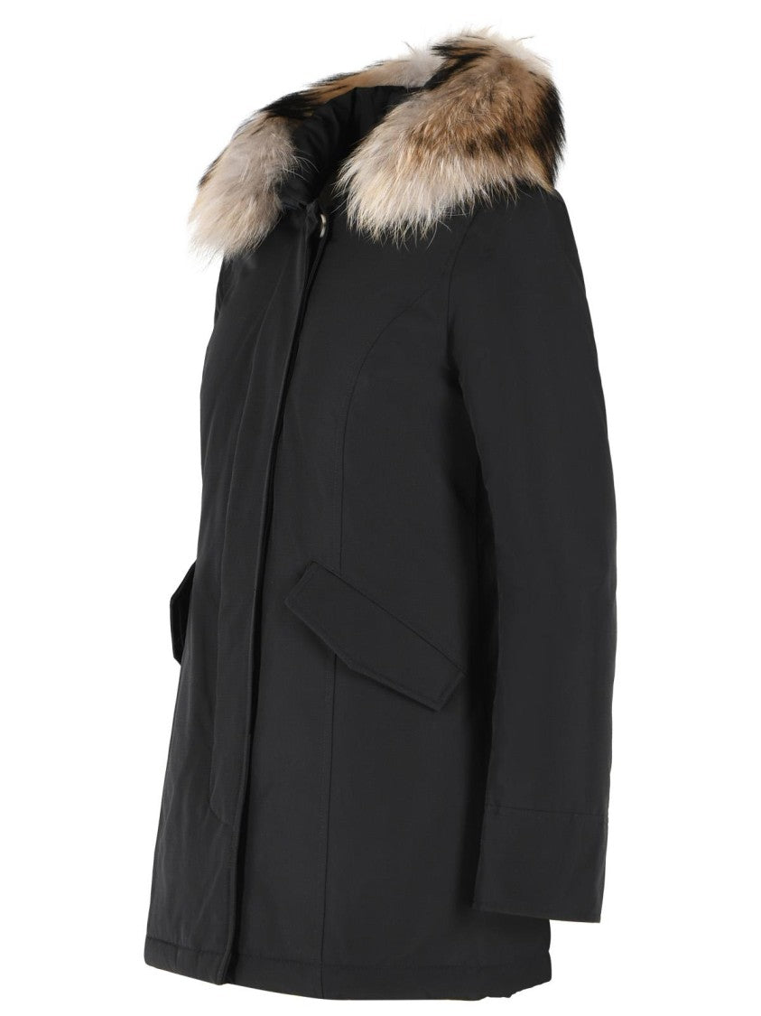 Woolrich John Rich & Bros 'Arctic Racoon' Black Cotton Blend Parka