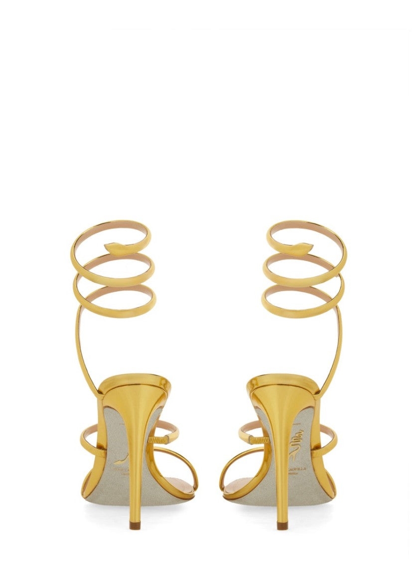 René Caovilla Neutrals Cleo Spiral Ankle Strap Sandals