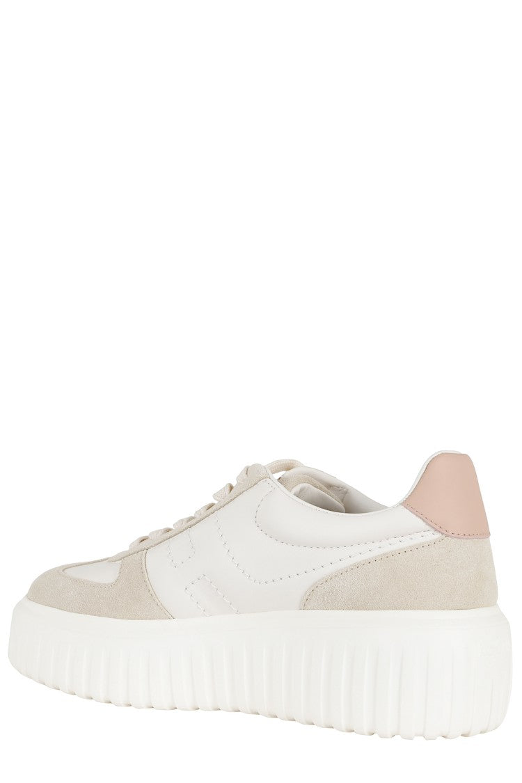 Hogan Natural H-Stripes Basket Side-Logo Leather Sneakers