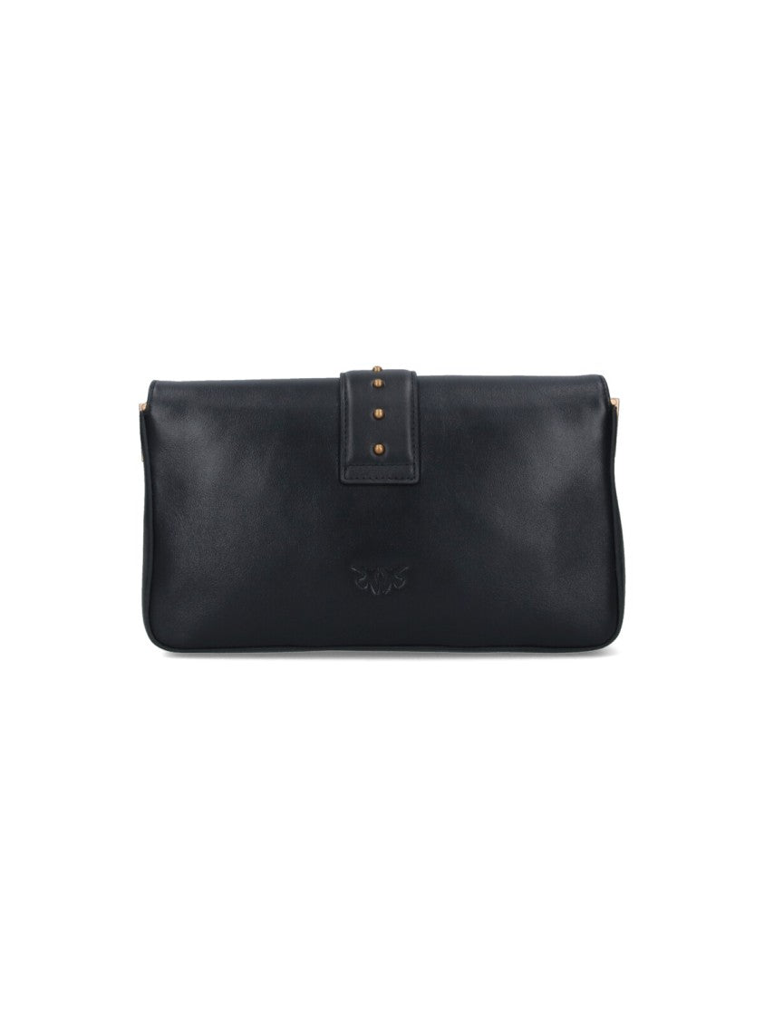Pinko Rectangular Structured Black Bag With Detachable Shoulder Strap