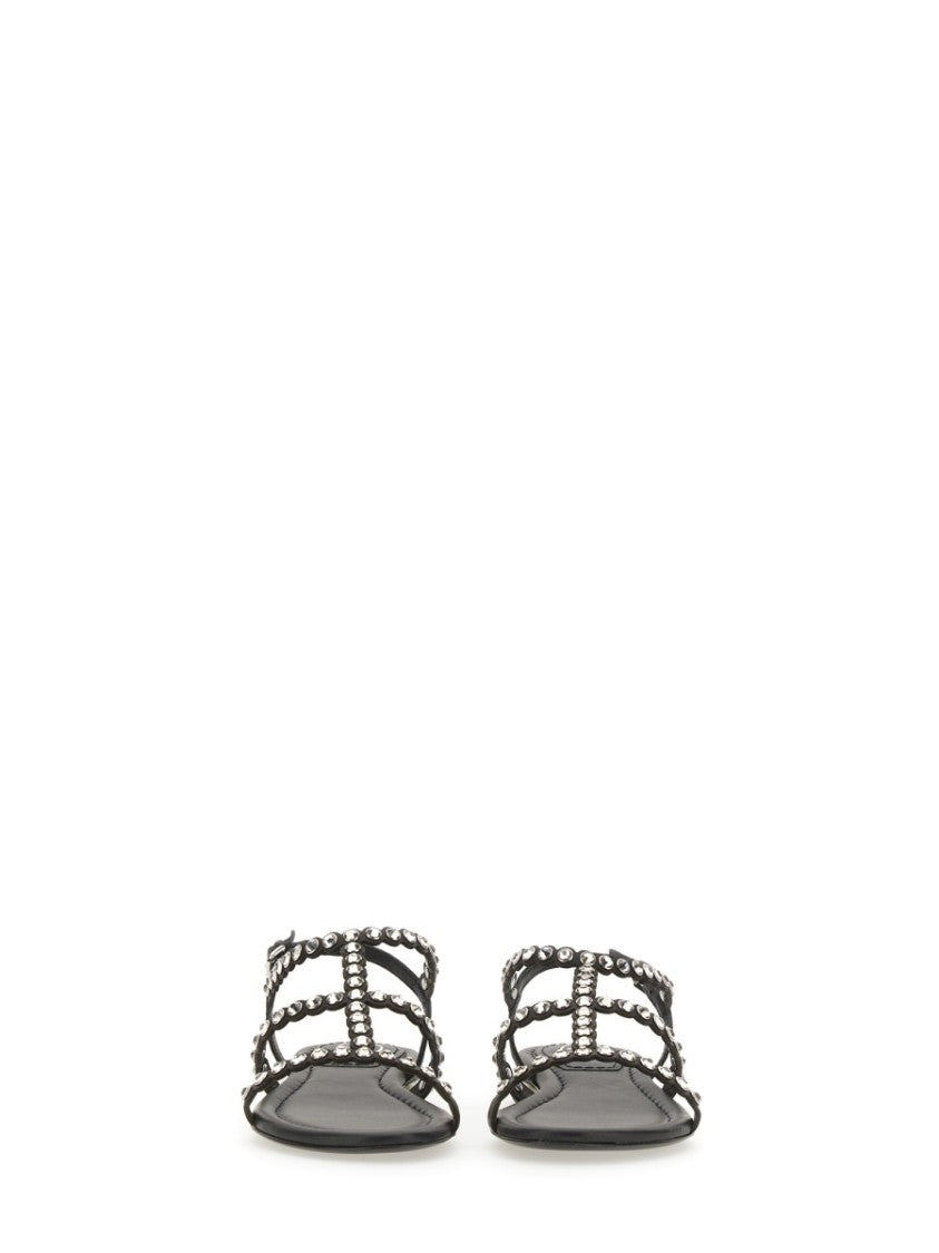 Ash Stud-Embellished Black Leather Sandals