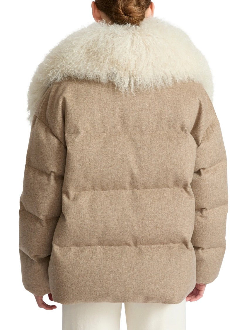 Yves Salomon Beige Doudoune Cashmere Down Coat