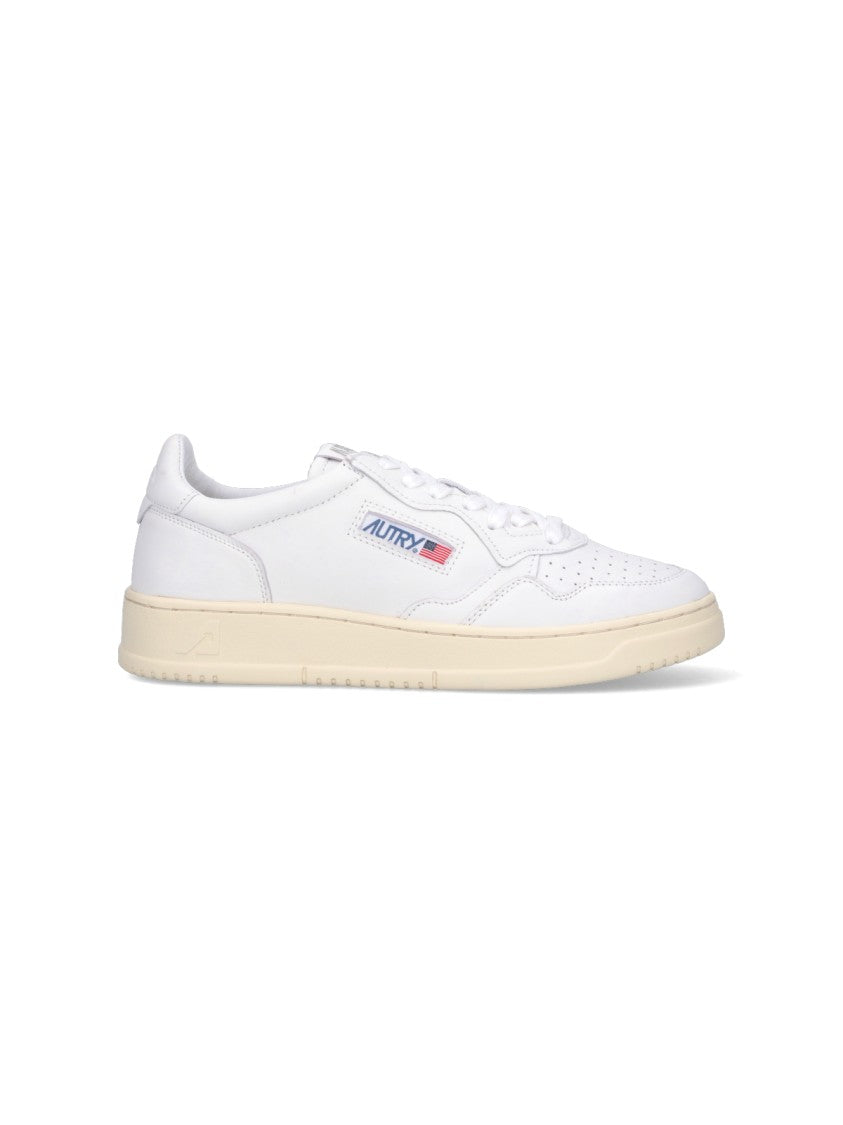 Autry White Minimalist Low-Top Leather Sneakers
