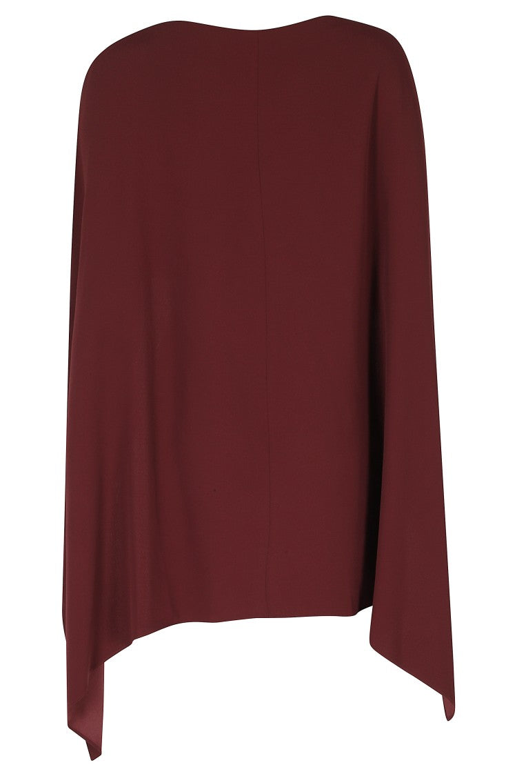 Alberta Ferretti Red Asymmetrical Hem Viscose Cape