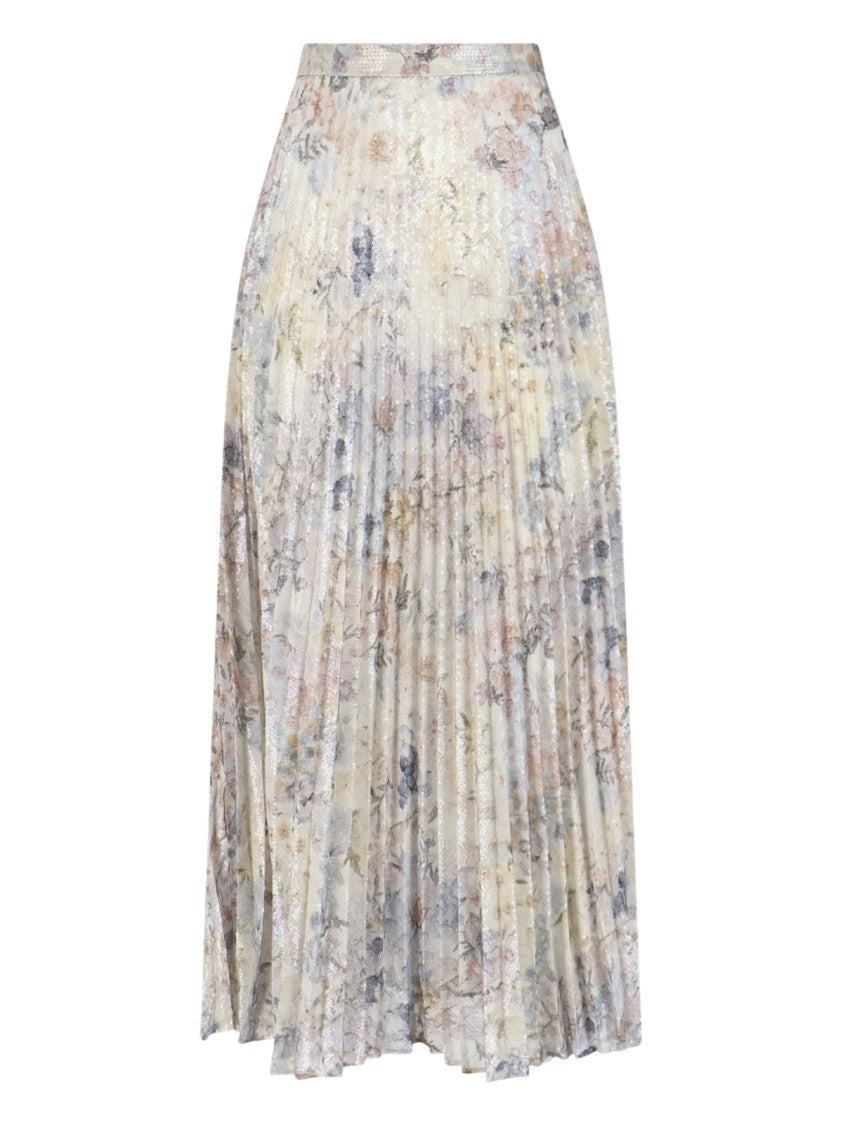 Golden Goose Floral Pleated Maxi Skirt – Multicolor