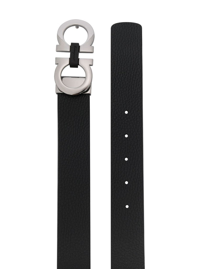 Ferragamo Black Calf Leather Belt