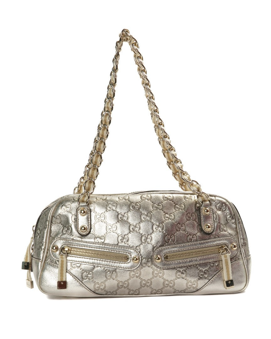 Gucci Gold Bowler Capri Guccissima Leather Shoulder Bag