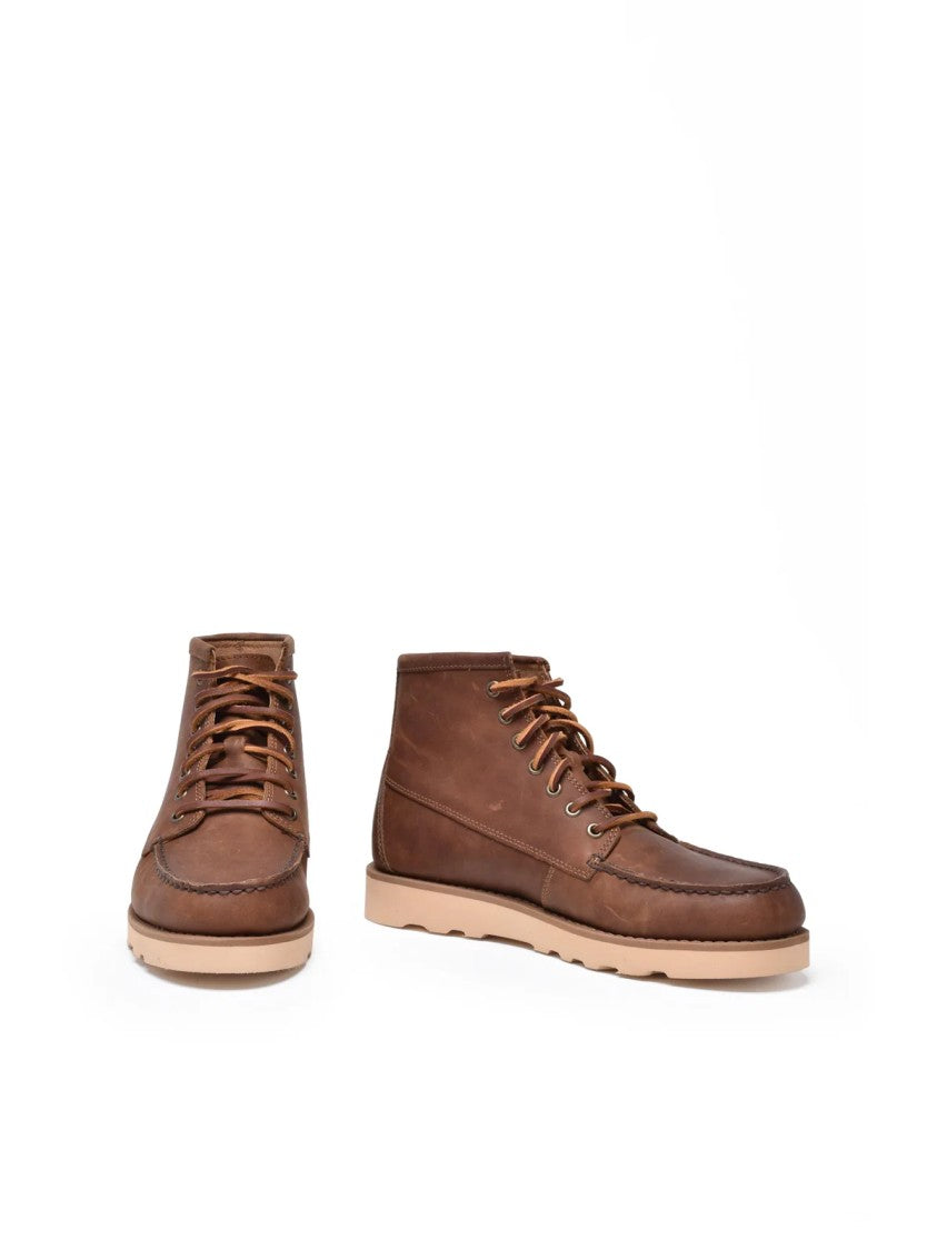 Sebago Mid Brown Leather Tala Boot With Rugged Detailing