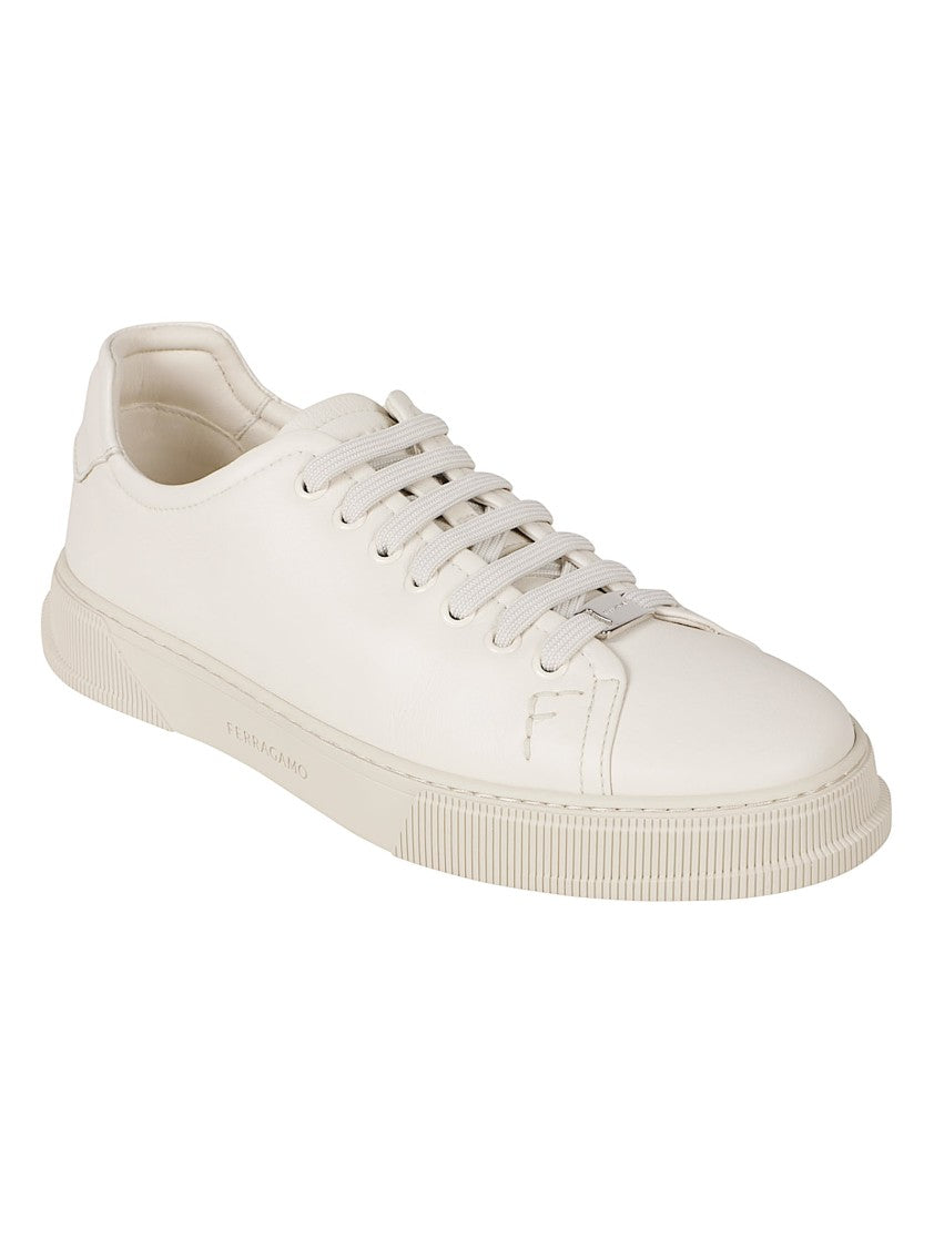 Ferragamo Minimalist Low-Top Sneakers In Smooth Calf Leather