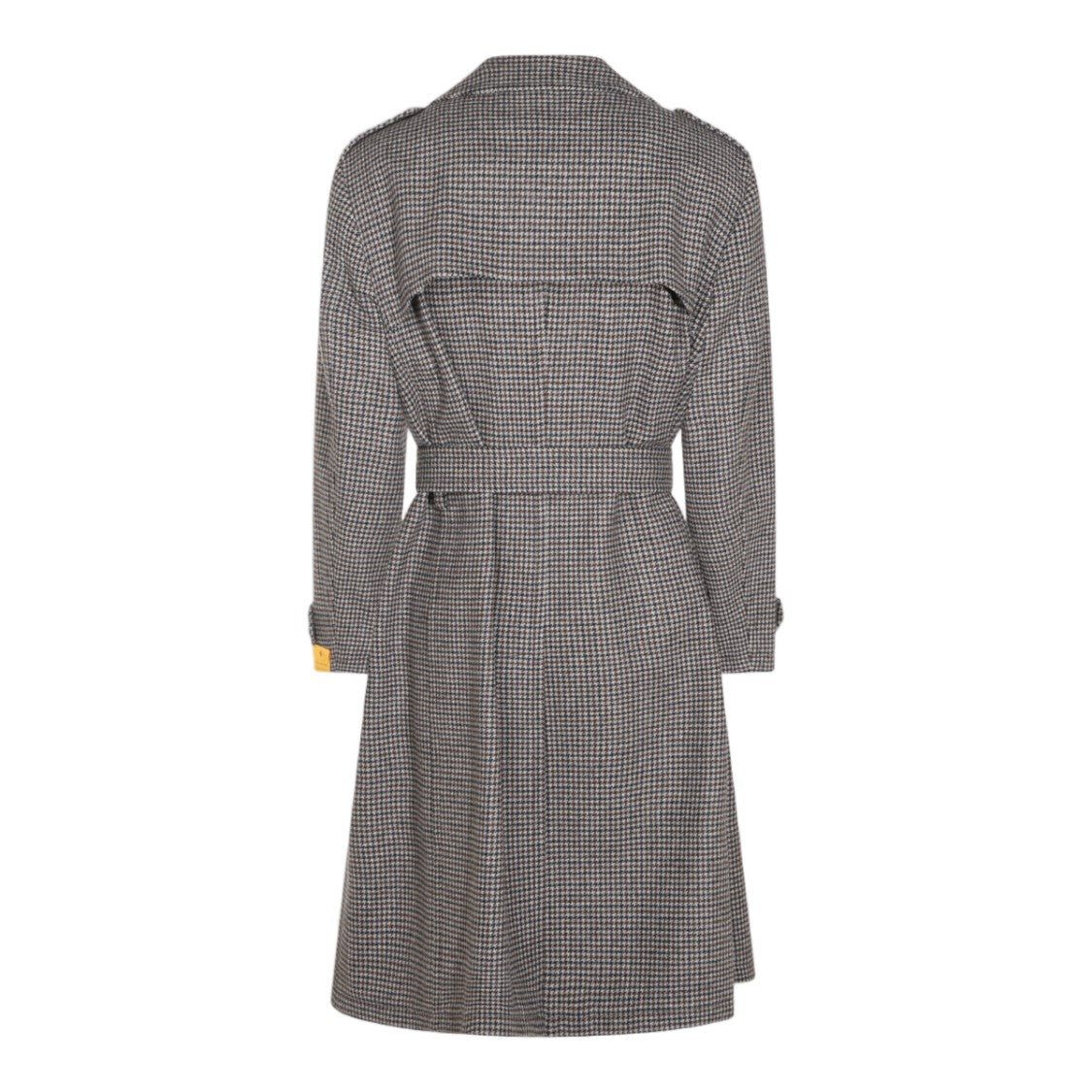 Tagliatore Houndstooth Double-Breasted Belted Trench Coat