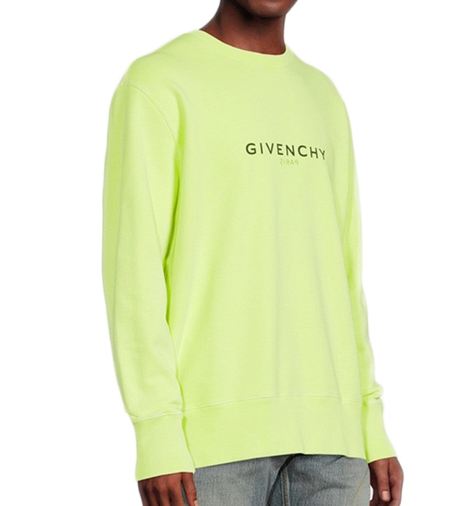 Givenchy Fluorescent Yellow Crewneck Sweatshirt With Centered Logo