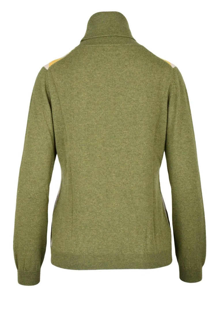 Ballantyne Turtleneck Sweater - Green/Beige
