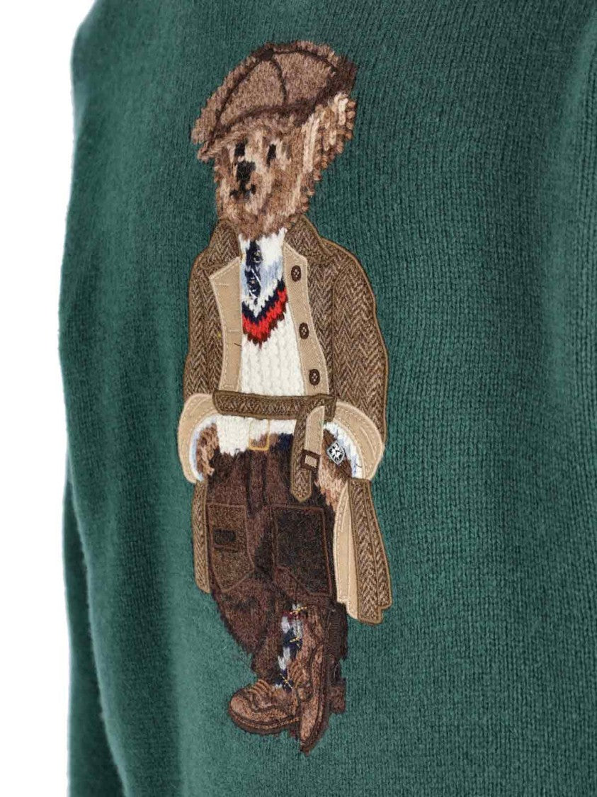 Polo Ralph Lauren Green Knit Sweater With Ribbed Details