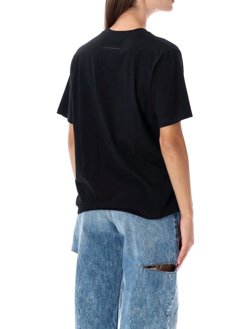 Mm6 By Maison Margiela Asymmetric Draped Cotton Jersey T-Shirt With Numeric Label