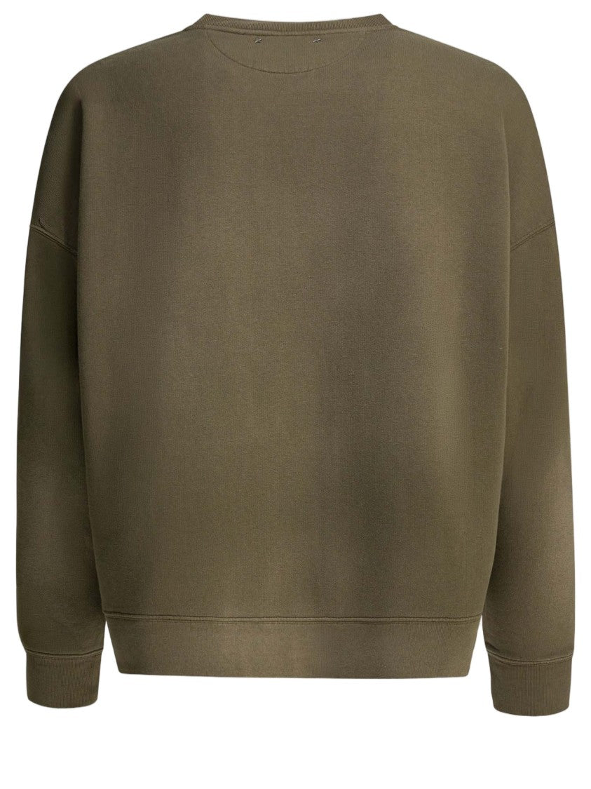 Golden Goose Olive Green Cotton Sweatshirt With Logo Detail