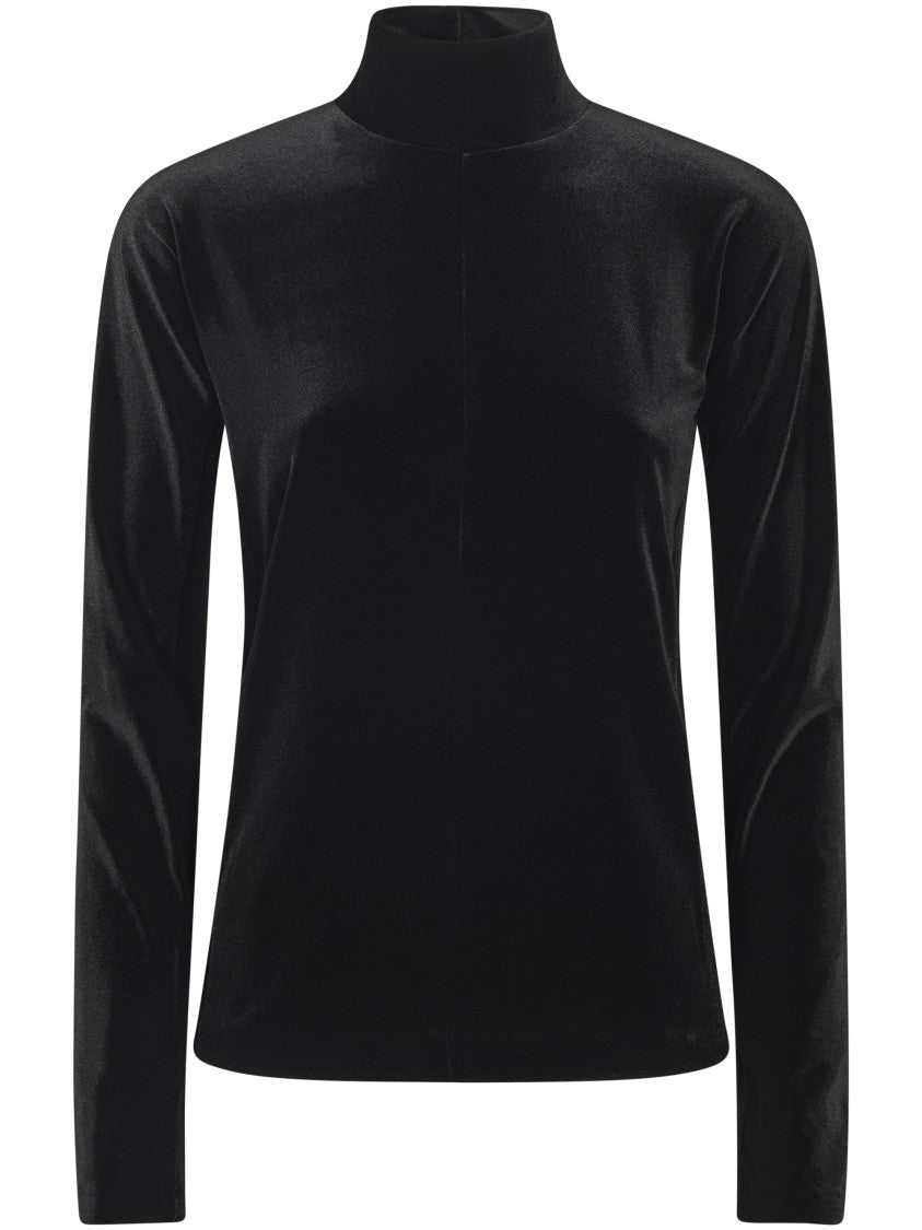 Forte Forte Stretch Velvet Turtleneck Top With High Neckline