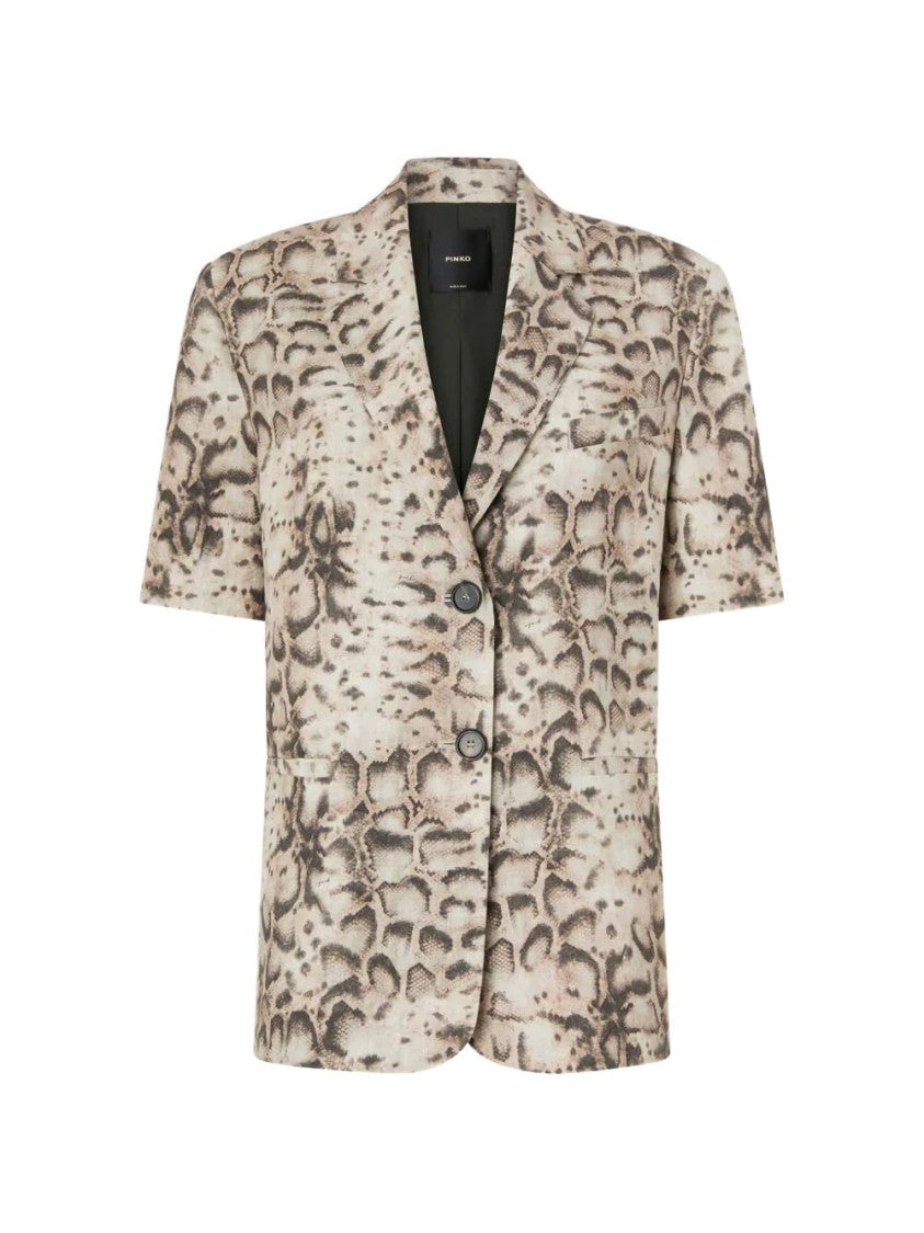 Pinko Neutrals Short-Sleeve Notched Blazer