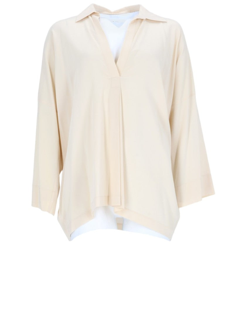 Vince Loose-Fitting Blouse With V-Neckline And Asymmetrical Hem