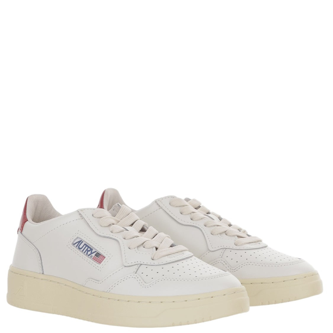 Autry Low-Top Leather Sneakers With Contrast Heel Tab And Logo Details