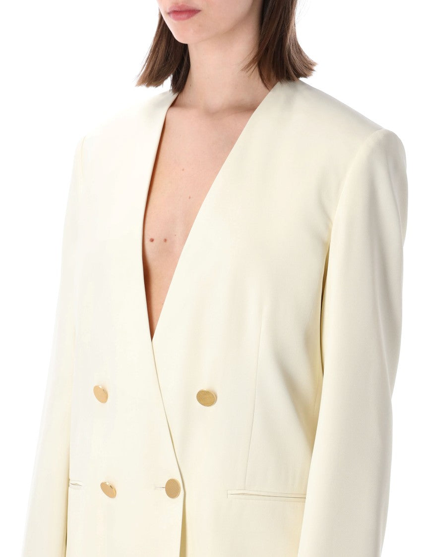 Alberta Ferretti Doppiopetto Gold Button Structured Tailored Blazer