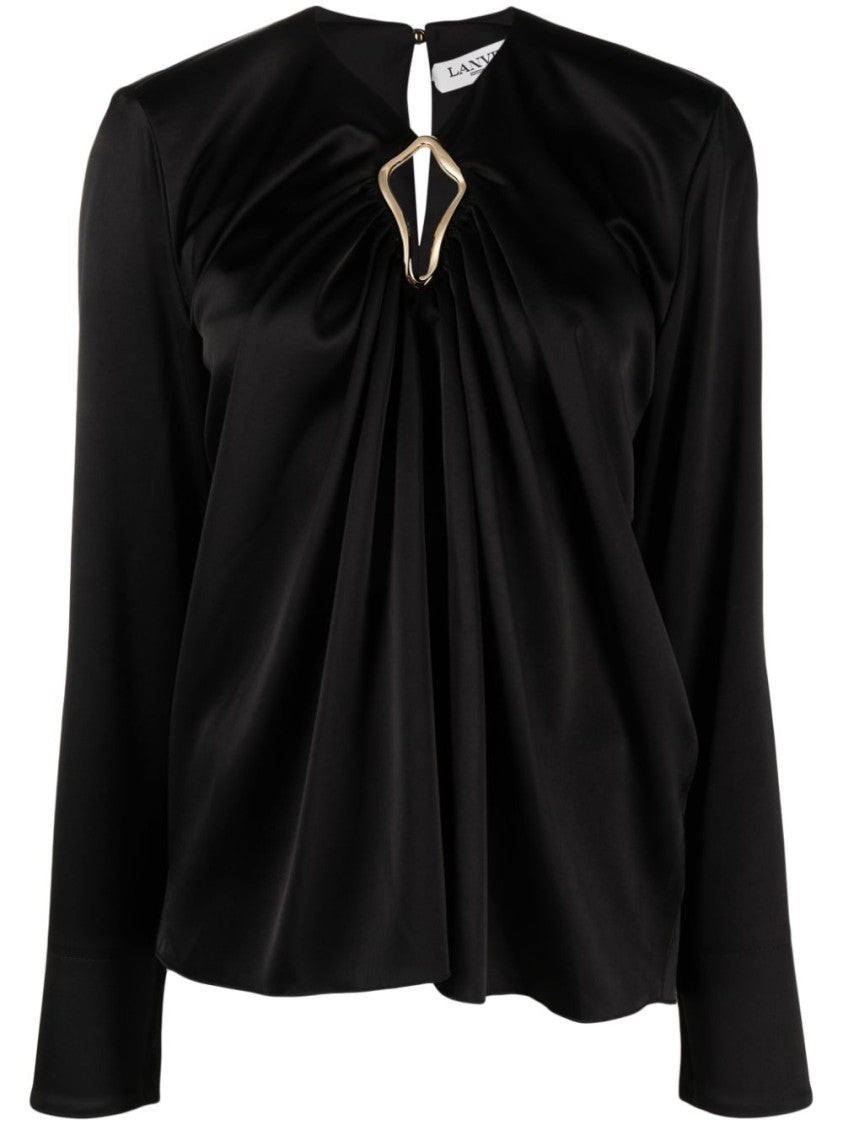 Lanvin Draped Long-Sleeved Blouse