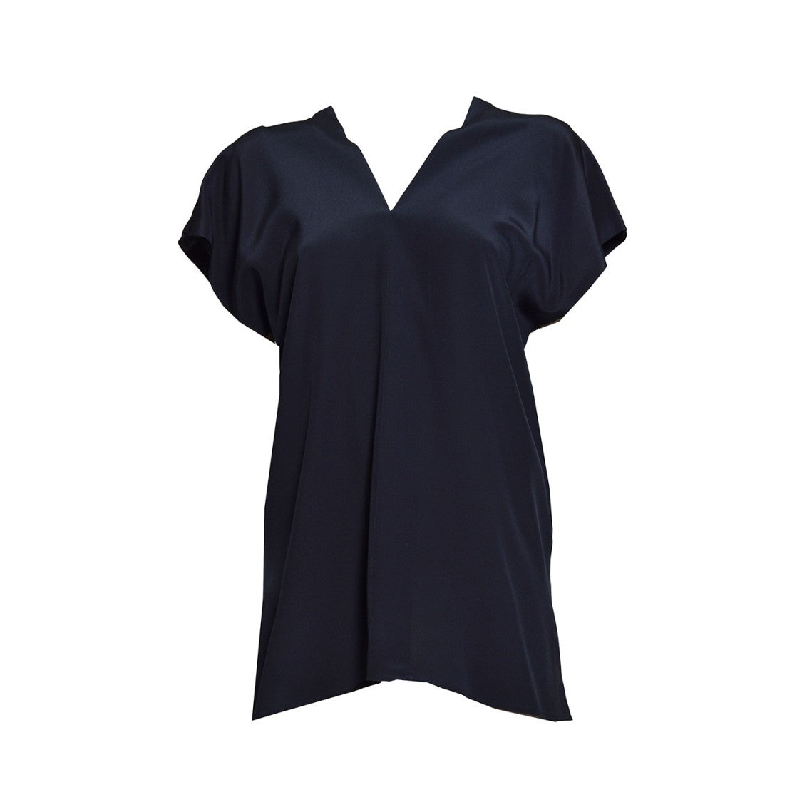 Aspesi Navy Blue Silk Crêpe Top