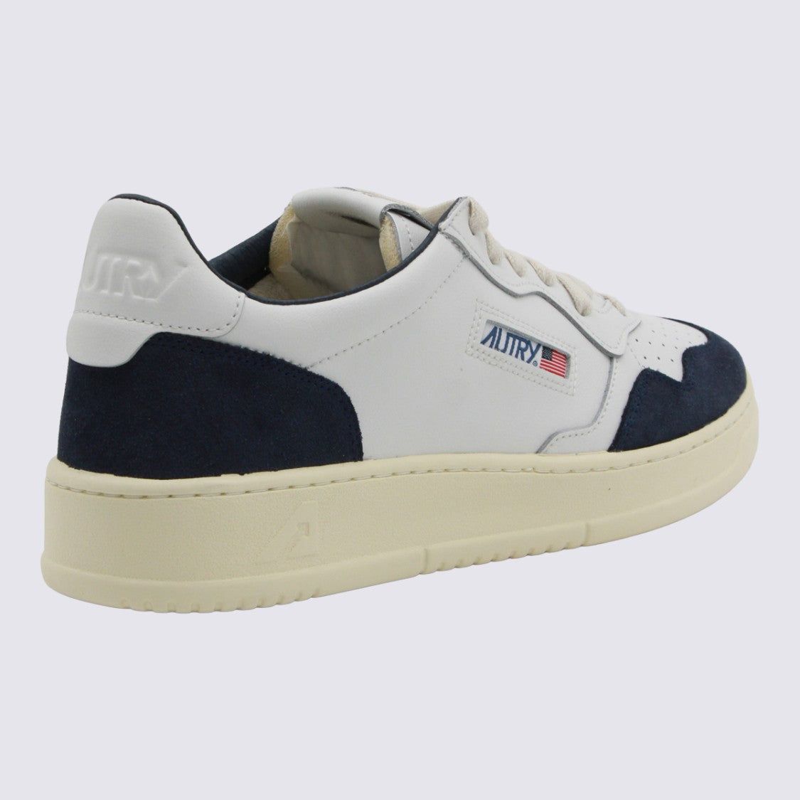 Autry Low-Top Leather Sneakers With Suede Overlays