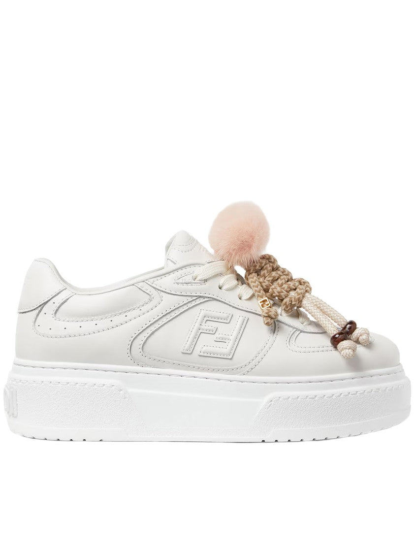 Fendi White Match Leather Doll Accessories Sneakers